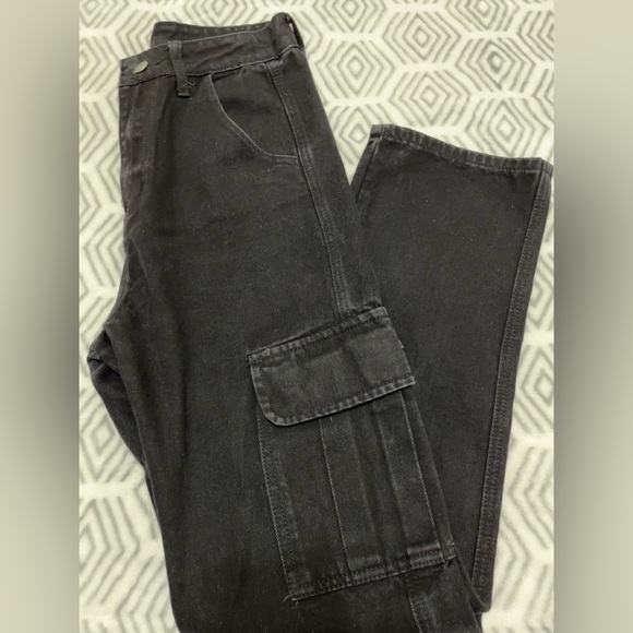 High waist jean cargo pants - Picture 1 of 3